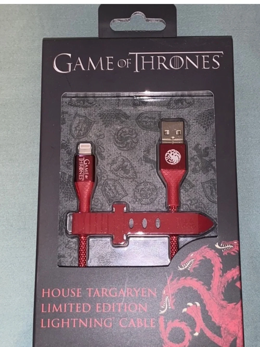Game of Thrones House Targaryen Red Lightning Cable